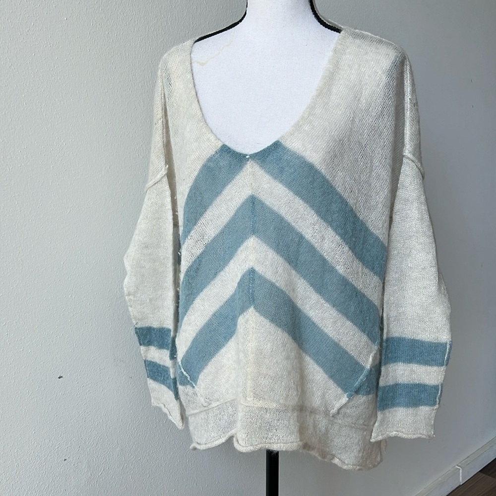Free People Alpaca Blend Wide Stripe Airy Sweater